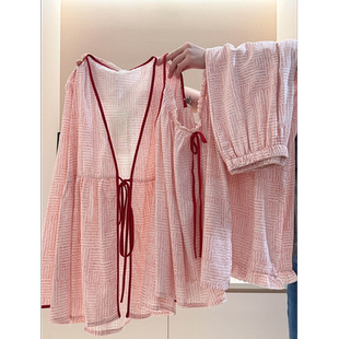 国风吊带睡衣女款 长裤 春秋季 长袖 家居服三件套 新款 甜美气质新中式