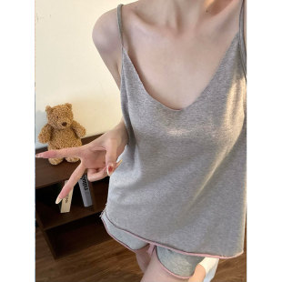 ins日系设计感吊带睡衣女春季 套装 2026新款 家居服大码 短裤 沐染家