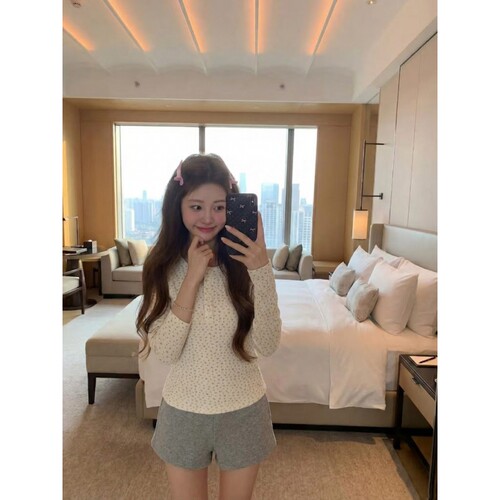沐染家少女甜美小碎花睡衣女春