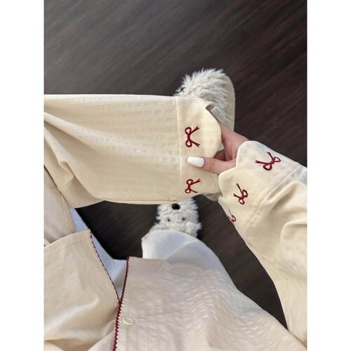 沐染家 大码高级感撞色长袖睡衣女春秋季新款宽松慵懒家居服套装