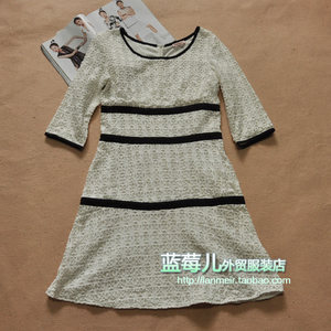 蓝莓儿外贸店JC白色蕾丝镂空优雅女式连衣裙