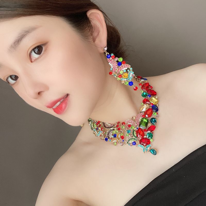 欧美大牌超奢华水晶女短锁骨项链