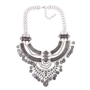 多层复古夸张钱币大牌项链 配饰长款锁骨链夸张复杂女士配饰品