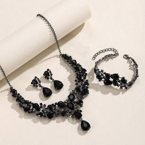 欧美水钻新娘项链耳环套装宴合派对夸张时尚女礼服配饰网红个性