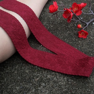 4.5厘米酒红色棉布刺绣纯棉娃衣花边辅料裙子下摆裤 子加宽加长边