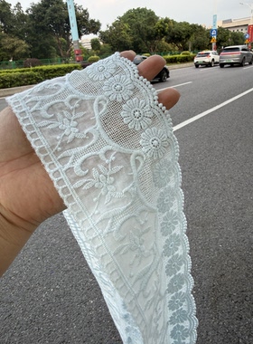 10厘米宽淡蓝色棉布新款装饰窗帘服装纯棉刺绣蕾丝花边辅料手工