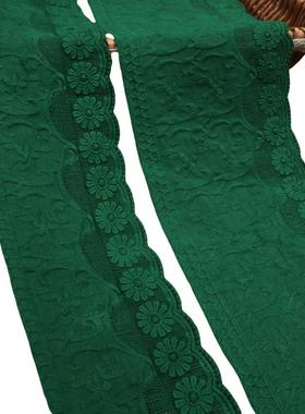 绿色加厚棉布刺绣纯棉刺绣花边 服装裙子下摆加长袖口领口加宽