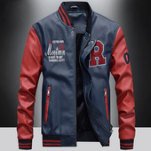 男士 pu皮衣外套 欧美潮流休闲贴标短款 机车服皮夹克2025秋冬季 新款