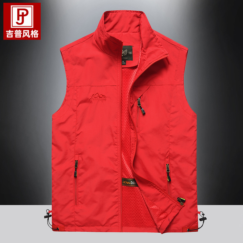 多口袋男士马甲男2025春季薄款休闲大码工装坎肩外套订制LOGO马夹