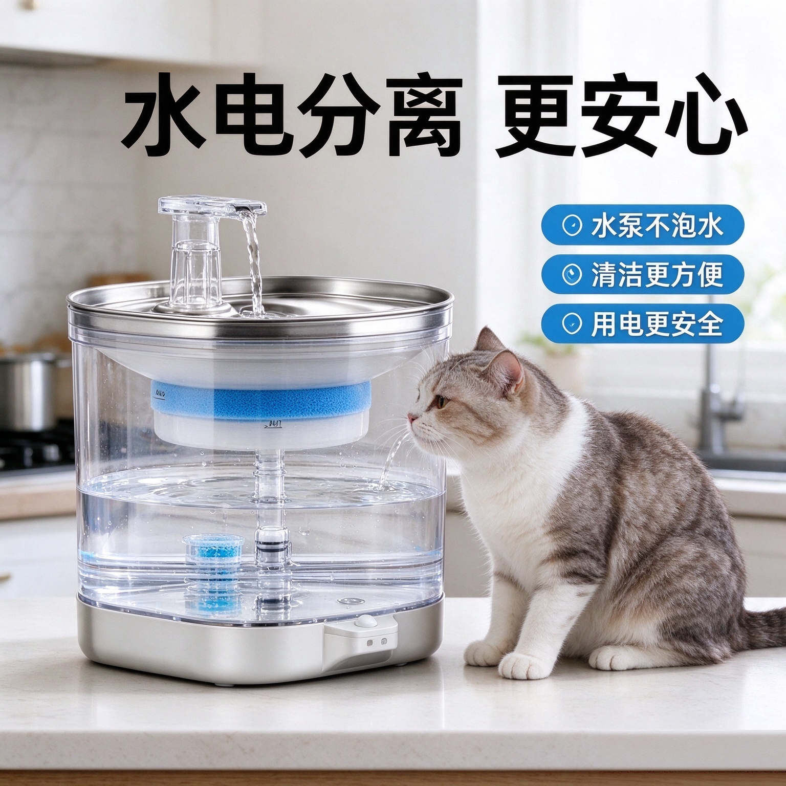 无线感应家用自动循环宠物饮水器