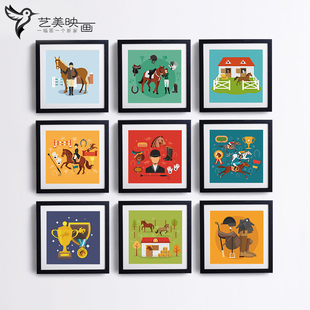 【马匹和奖杯】驯马师装备骑手花式骑马装饰挂画学校运动场有框