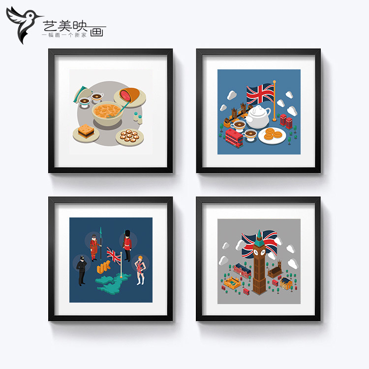 【英国特色】西餐厅伦敦客厅卧室装饰画简约挂画墙画人文风情民族