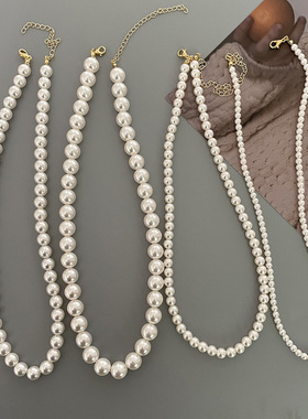 秋冬百搭简约珍珠项链女首饰名媛时尚颈链气质设计高级感锁骨链