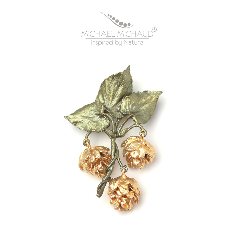 michaelmichaud啤酒花胸针复古女大气简约气质配饰精致别针防走光