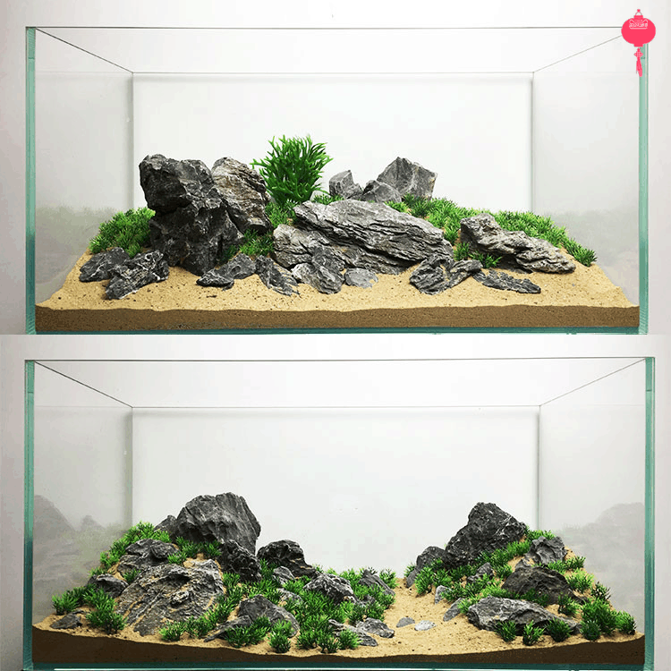 青龙石造景水草缸套餐水草水族装饰水草缸套餐龙骨石松皮石