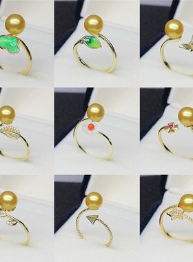 diy纯银柳叶戒指S925镀金毫米