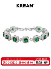 Kream Four-Color Square Colored Diamond Tennis Bracelet for Men, Hip-Hop Style, Unisex Jewelry