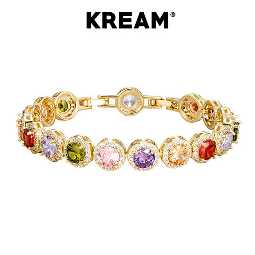 KREAM圆形彩钻/白钻网球手链