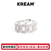Ice Cuban ring镀白金纯银满钻古巴链条戒指男女 KREAM 明星同款