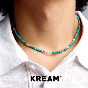 KREAM 925银绿松元素串珠项链男嘻哈女欧美潮流锁骨链