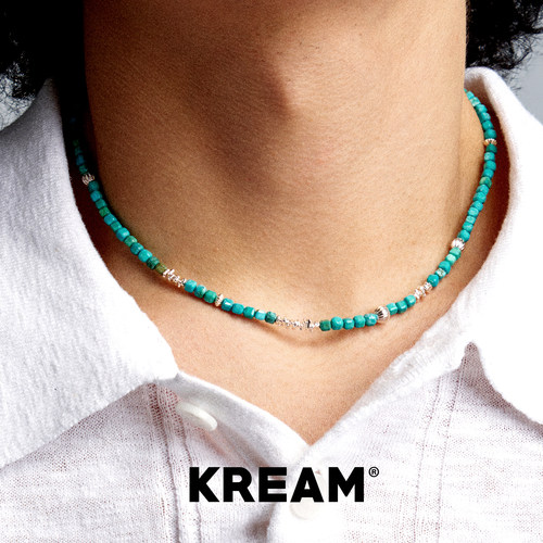 KREAM 925银绿松元素串珠项链男嘻哈女欧美潮流锁骨链