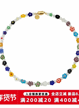 KREAM 原创 黑白彩色小花贝珠项链男嘻哈女潮流欧美串珠锁骨链