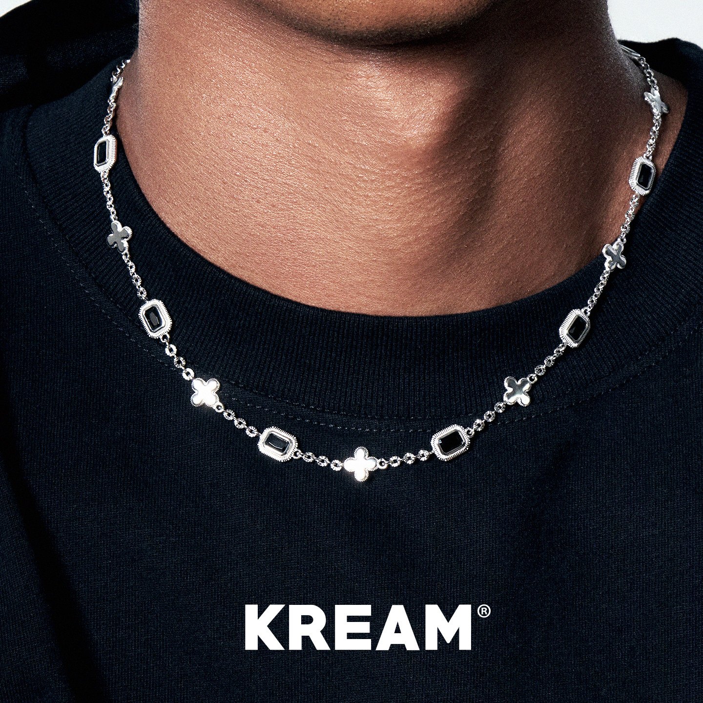 KREAM 925银黑锆石十字项链男嘻哈女欧美潮流高级感锁骨链女礼物