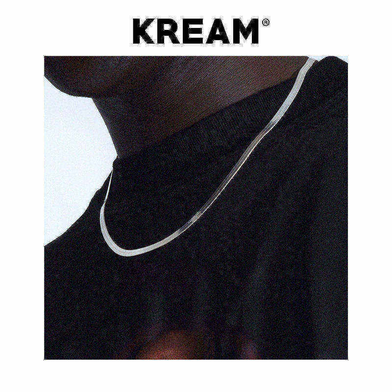 KREAM 4mm扁蛇链男女同款锁骨项链 snake chain 蛇骨链