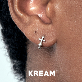 耳钉女欧美潮流 mini十字耳圈男简约个性 KREAM 925银