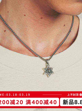 KREAM 纯银做旧六芒星吊坠项链男女同款