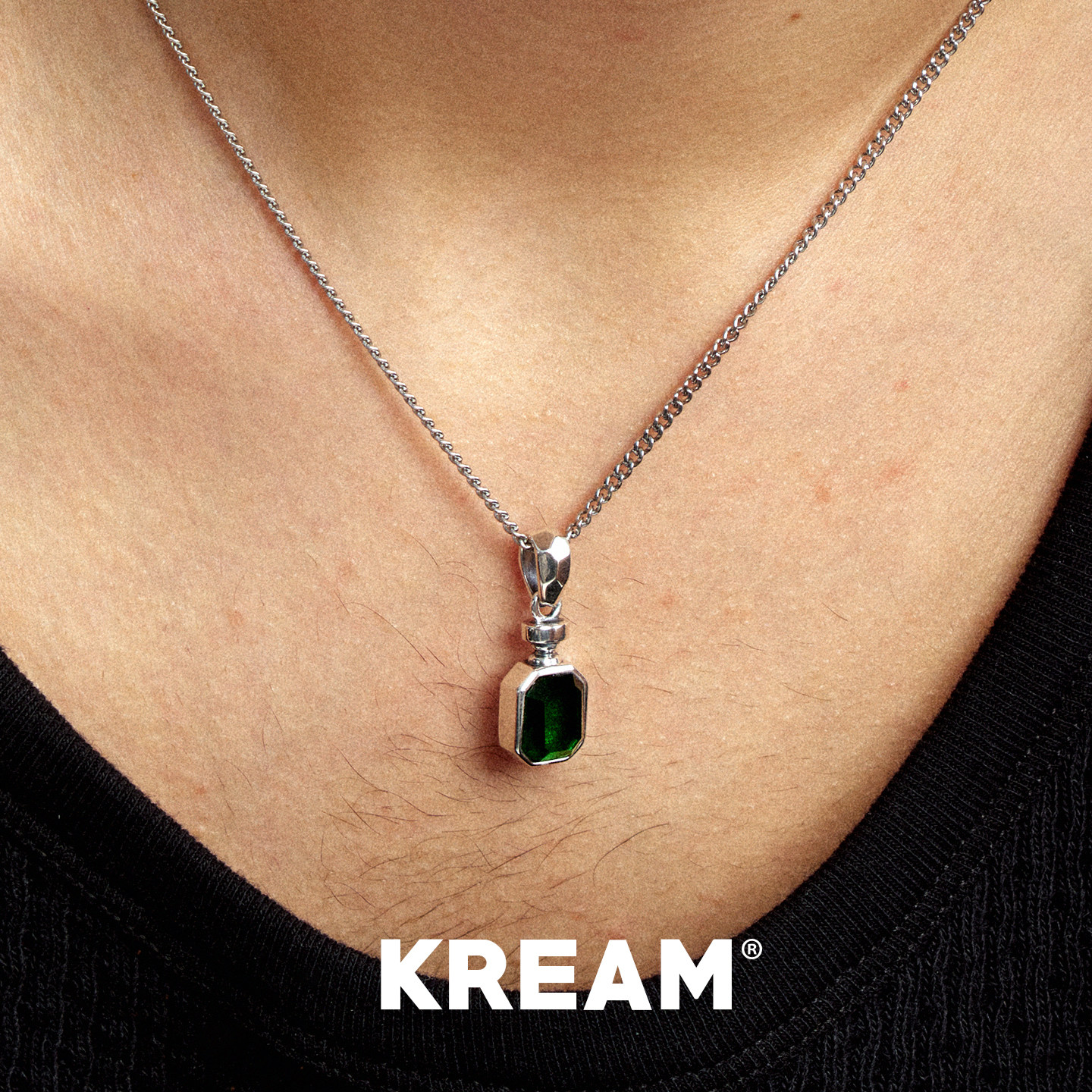 KREAM 925银 双面两戴吊坠绿石皇冠项链男小众个性设计感锁骨链