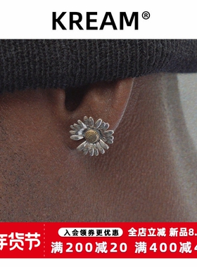 s925 daisy earring 纯银雏菊耳钉男hiphop女ins同款耳饰