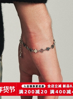 KREAM 通体925纯银 十字手链男女同款嘻哈潮流情侣高级感手饰