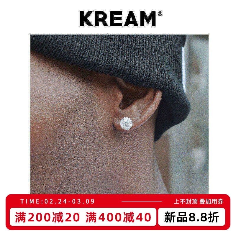 KREAM s925纯银 小众设计感嘻哈耳饰  新款D色莫桑石耳钉男女