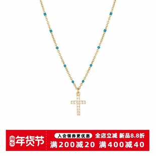 KREAM 纯银 滴油细链满钻十字吊坠项链男女同款锁骨链情侣