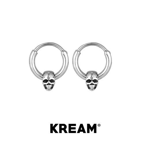 KREAM 可拆卸 骷髅光面耳圈男嘻哈个性钛钢耳饰女耳环时尚流行