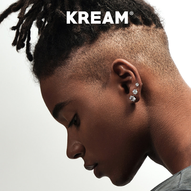 KREAM S925 4-10mm锆石耳钉耳饰 嘻哈hiphop男女同款百搭高级感