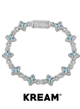 KREAM 满钻湖蓝锆石手链男嘻哈欧美潮流轻奢小众个性手饰
