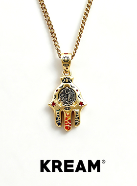 KREAM 925银镀金彩色涂鸦法蒂玛之手吊坠男欧美潮流高级感项链女