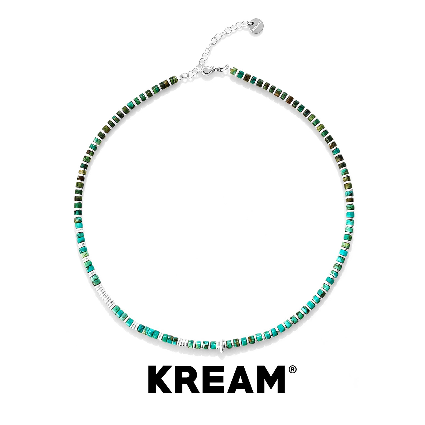 KREAM 925银 渐变复古绿松石项链男欧美潮流串珠锁骨链女高级感