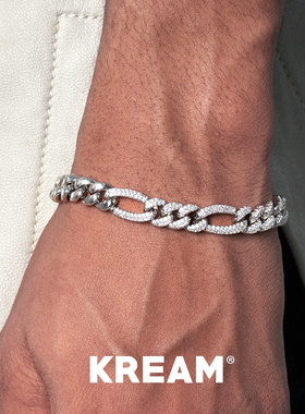 KREAM 密镶锆石拼接亮面费加罗链条手链男嘻哈女