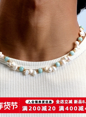 KREAM 天然 天河石珍珠项链男女轻奢小众设计复古锁骨链嘻哈潮流