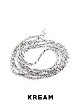 S925 silver rope chain 纯银镀白金麻花绳项链男女锁骨链