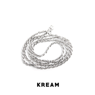 chain rope 纯银镀白金麻花绳项链男女锁骨链 silver S925
