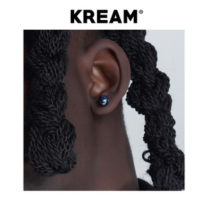 KREAM S925 纯银黑珍珠耳钉男嘻哈女同款