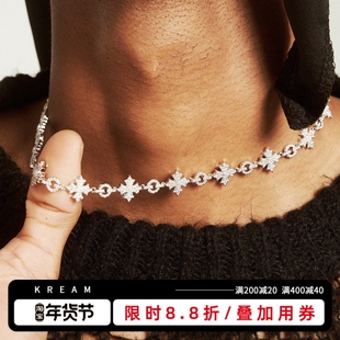 KREAM 满钻花十字项链男嘻哈女欧美潮流小众轻奢锁骨链高级感礼物