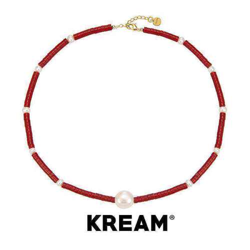 KREAM 红松石珍珠项链男女同款高级感嘻哈潮流