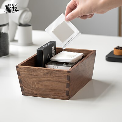 实木桌面杂物收纳盒创意干果零食