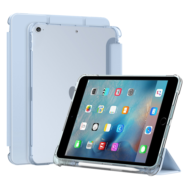 关键适用于ipadmini4保护套三折新款mini6/7带笔槽苹果Mini5透明磨砂7.9寸硅胶壳轻薄防摔平板电脑简约软壳