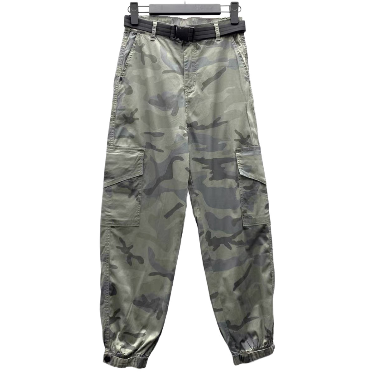 圣迪剪标女装春秋个性迷彩收腰插袋时尚工装九分裤